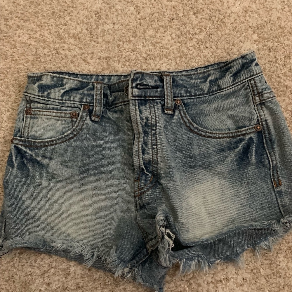 Light wash denim shorts